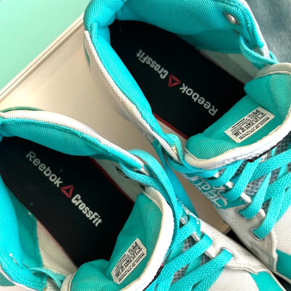 Reebok CrossFit Lite TR 010 HighTop Weight Training Shoes White/Turq Size 8 - Picture 12 of 17
